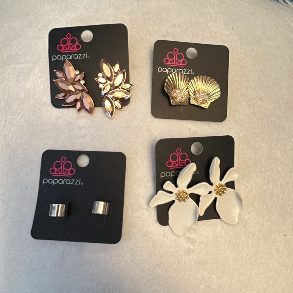 Paparazzi White Orchid Statement Earrings - Floral Women Accessories